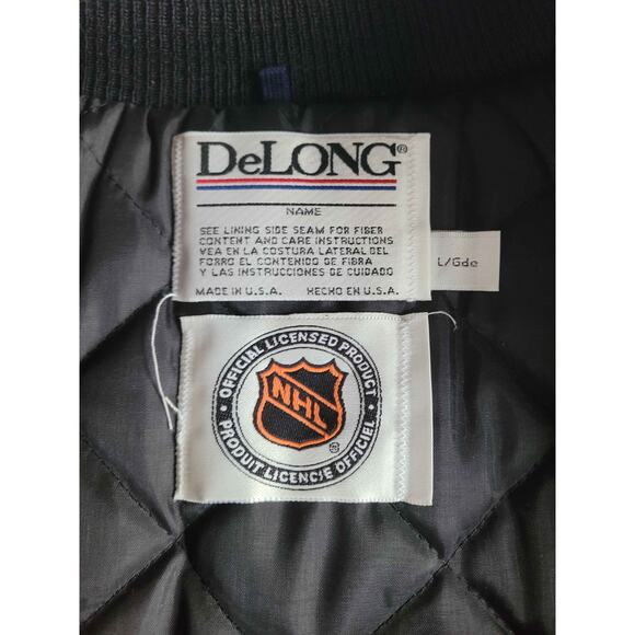 VTG 90s DELONG Detroit Red Wing NHL Quilted Varsity Jacket Wool Suede USA L MINT - Picture 6 of 14